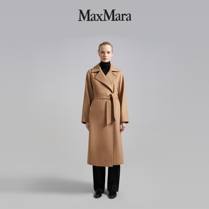 【经典款】MaxMara 女装Manuela骆驼绒系带中长款大衣 1016141906