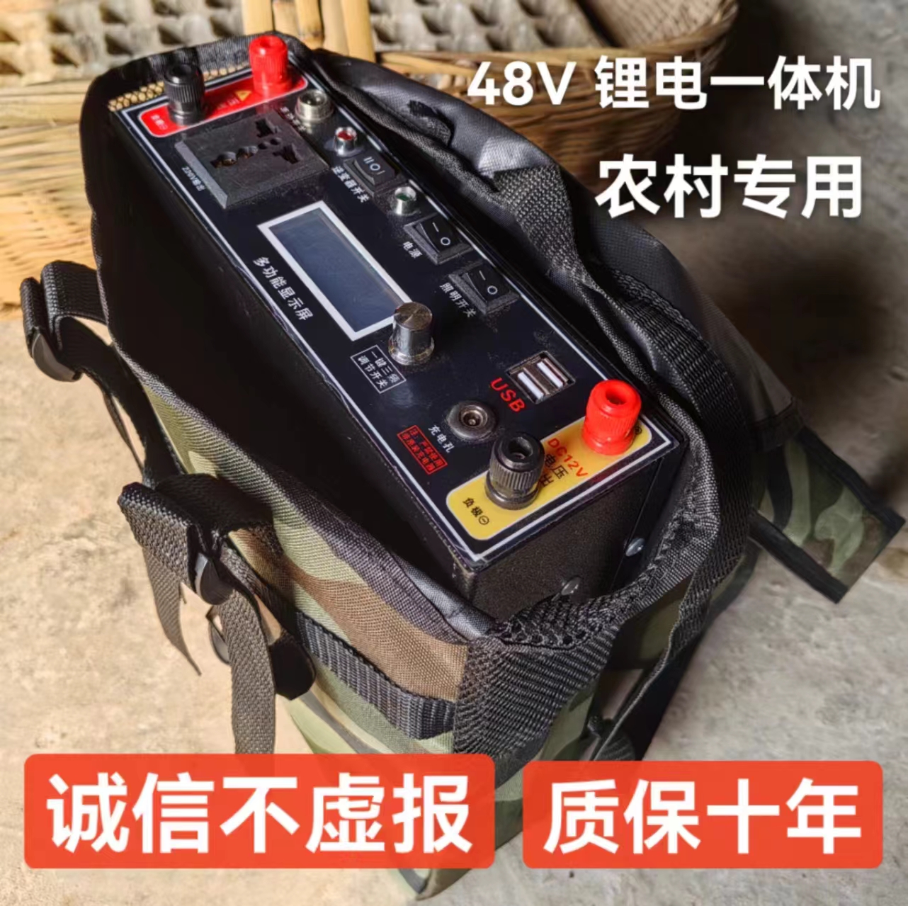 农村专用48V锂电池一体机220V大功率2024新款99V智能逆变农村专用