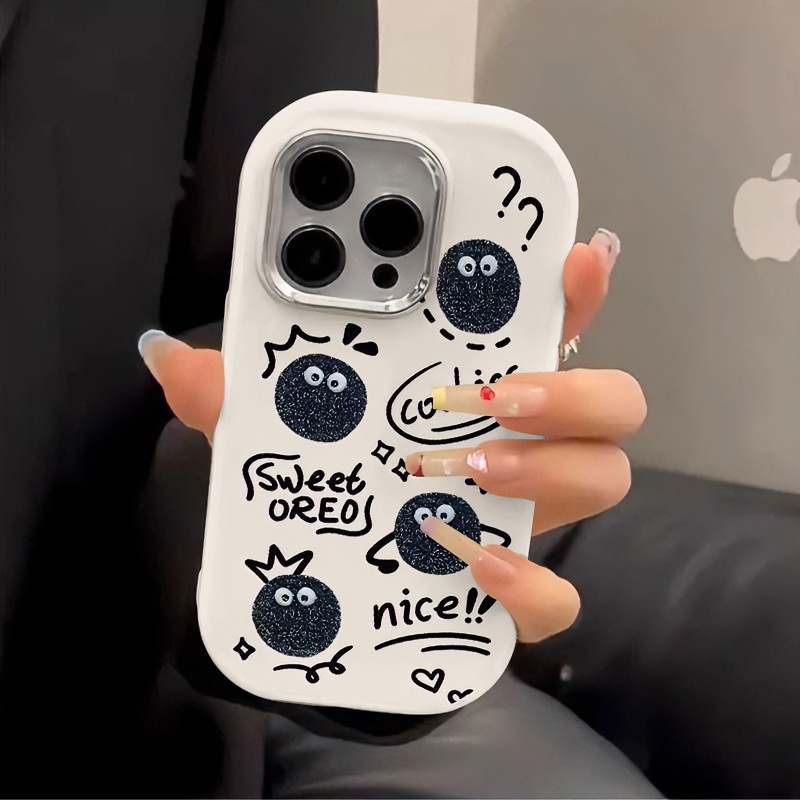 黑色球球金属框苹果华为荣耀vivo小米oppo手机壳卡通iPhone15