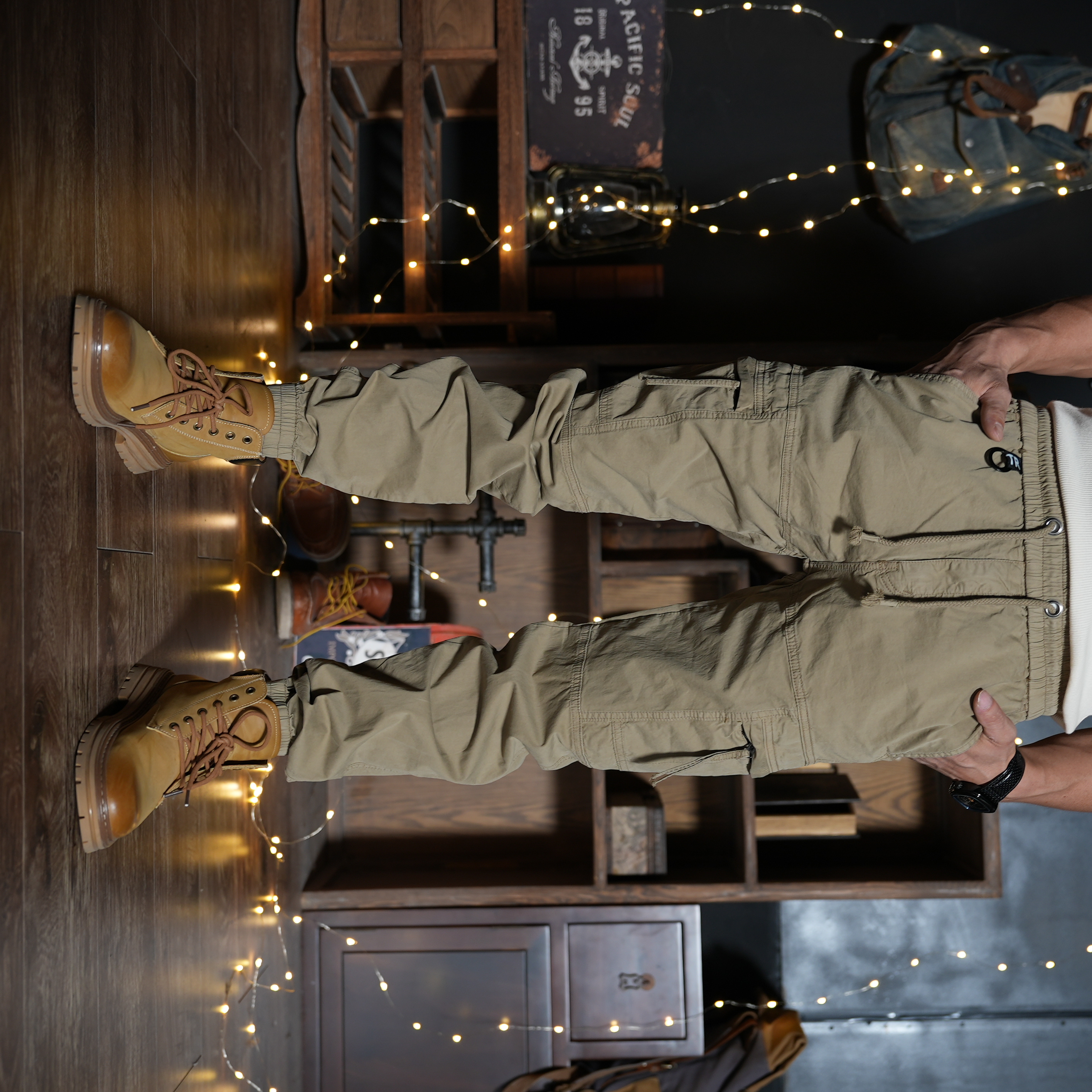 春夏男士工装裤新款束脚男户外透气中腰水洗长裤休闲耐磨裤百搭