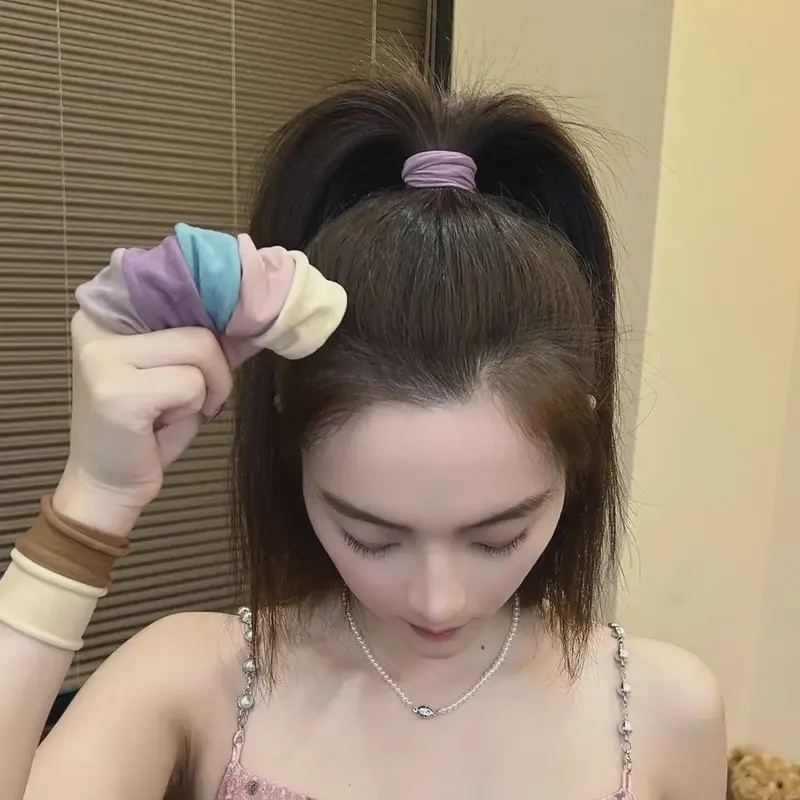 新款巨柔软高弹力肌肤感面膜发圈超宽无接缝简约多色扎发发绳