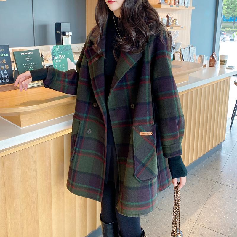 美拉德女大衣女2023秋冬新款通勤中长款外贸剪标遮肉显瘦毛呢外套