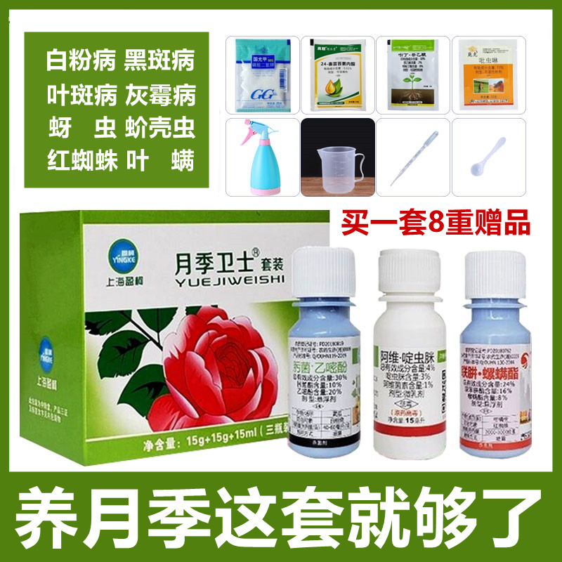 月季卫士套装红蜘蛛蚜虫蚧壳虫茎蜂白粉病黑斑病虫病害常用药剂