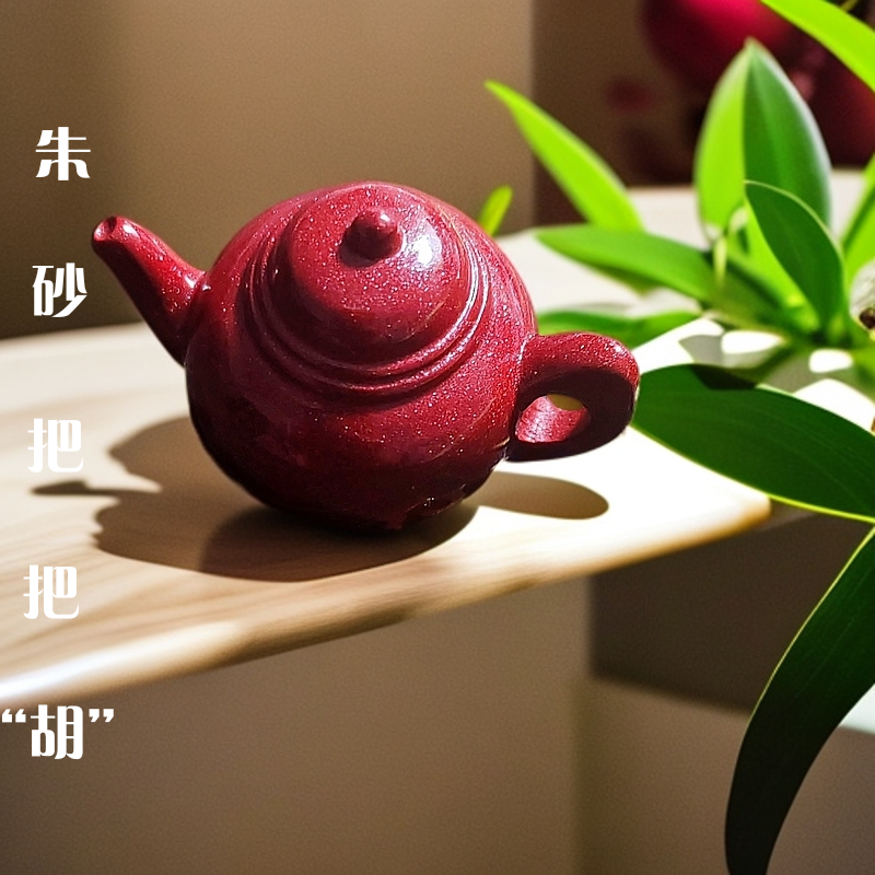 天然辰砂天然朱砂把把壶手把件吊坠水壶钥匙扣吊坠挂件