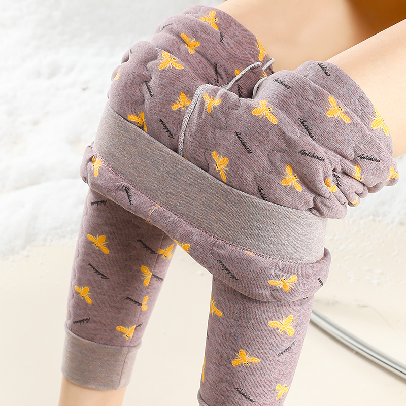 内穿冬季修身显瘦加绒打底裤子加厚保暖秋裤大码高腰棉裤女女士