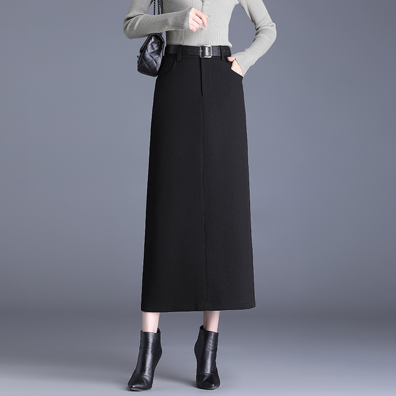 开叉包臀裙半身裙中长款一步裙2025春秋新款高腰直筒通勤西装裙