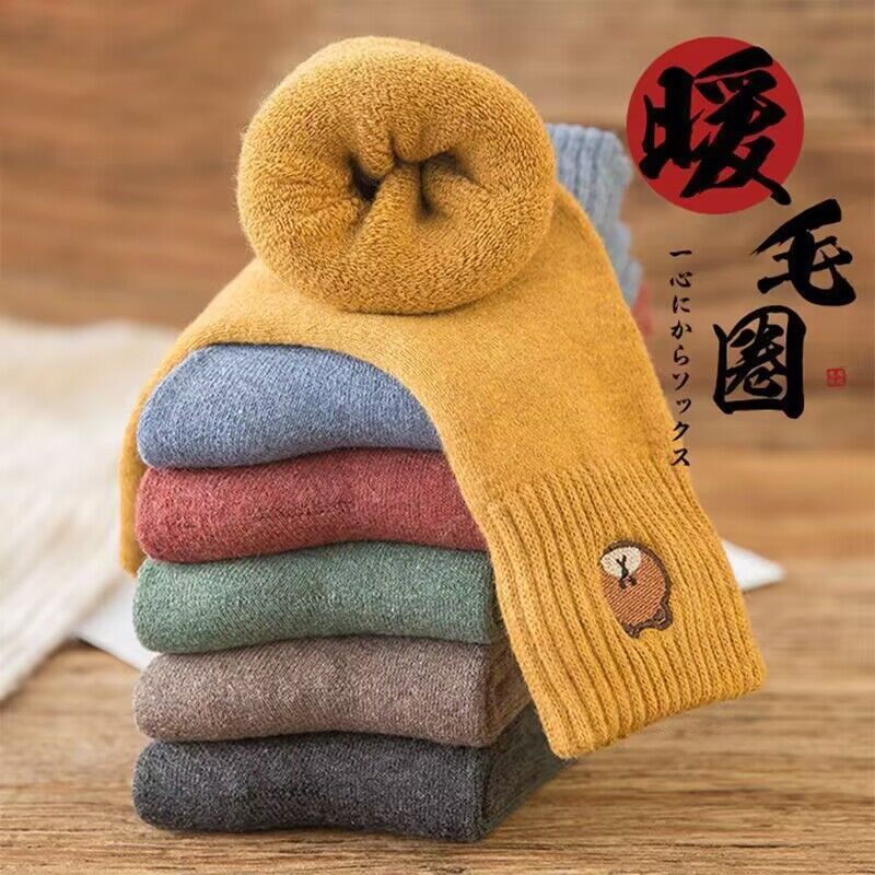 袜子女秋冬季韩版中筒袜冬天加绒加厚款保暖毛巾袜日系长袜ins潮