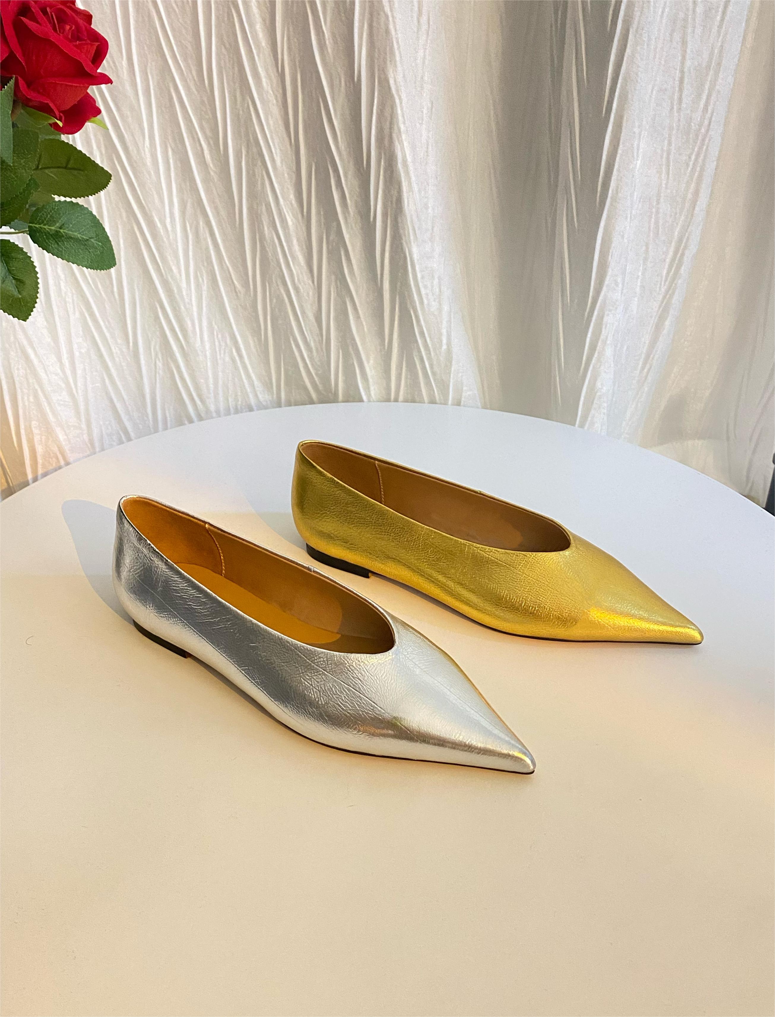 【特价不退换】进口羊皮气质舒适柔软时尚软底软面百搭尖头平底鞋