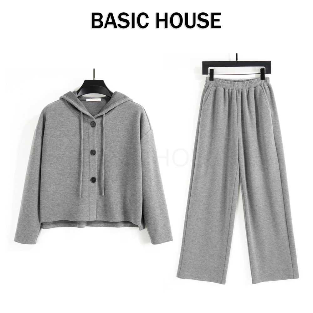 Basic House/百家好CSM秋款时尚简约高级感纯欲针织开衫两件套装