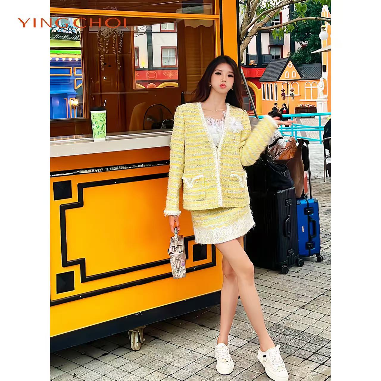 【设计师品牌】时尚休闲粗花呢千鸟格百搭外套半裙61672/71530