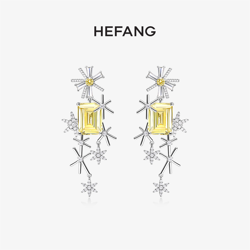 HEFANG霏雪耳环女耳钉小众轻奢气质五金女孩