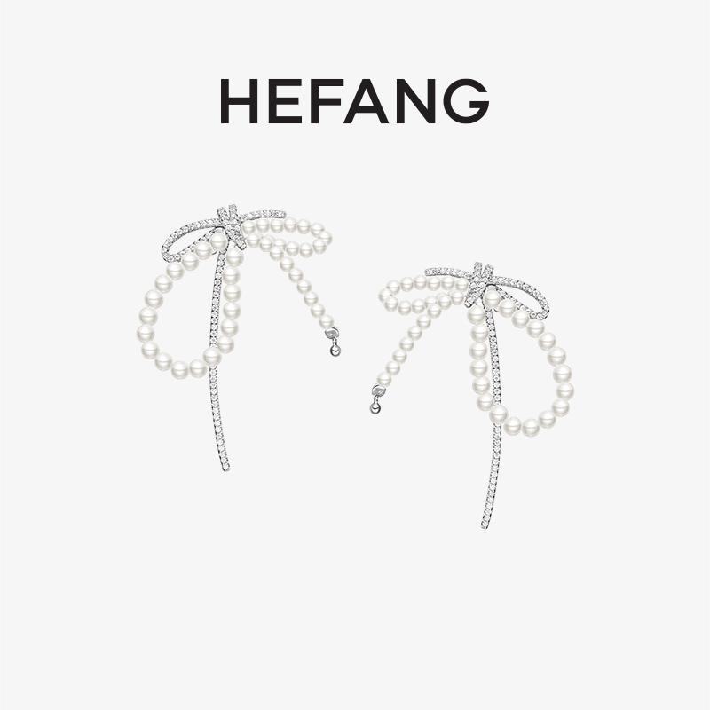 HEFANG气泡蝴蝶结耳环轻奢气质送礼心意