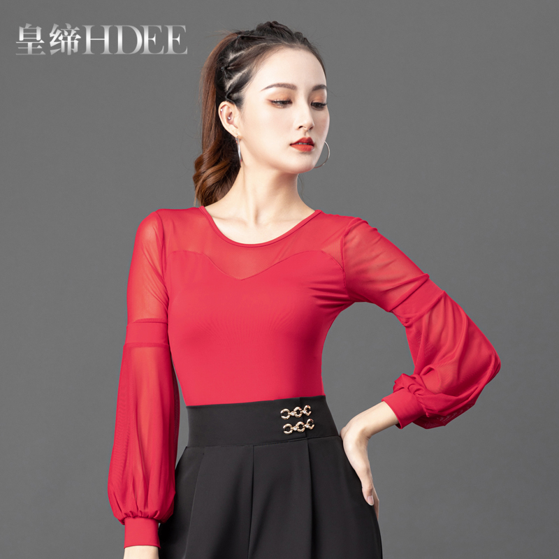 皇缔舞伊摩登舞上衣交谊舞新款女成人国标舞练功服跳吉特巴表演服