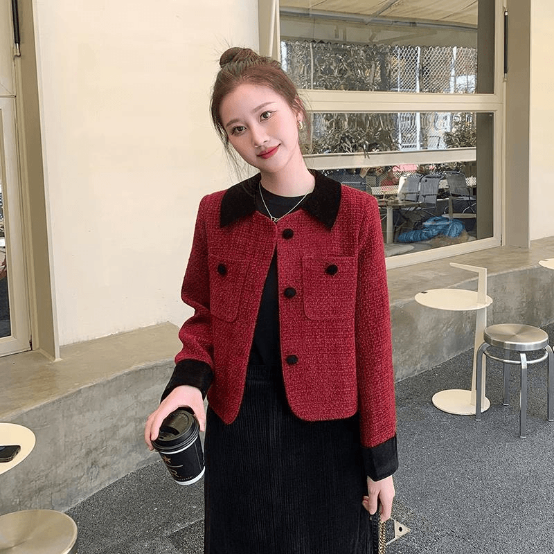 法式时尚小香风外套女秋冬名媛气质温柔洋气高级感短款毛呢上衣