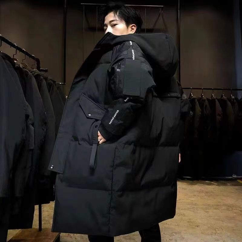 波司澄2022新款羽绒服男中长款过膝宽松连帽潮加厚情侣学生工装