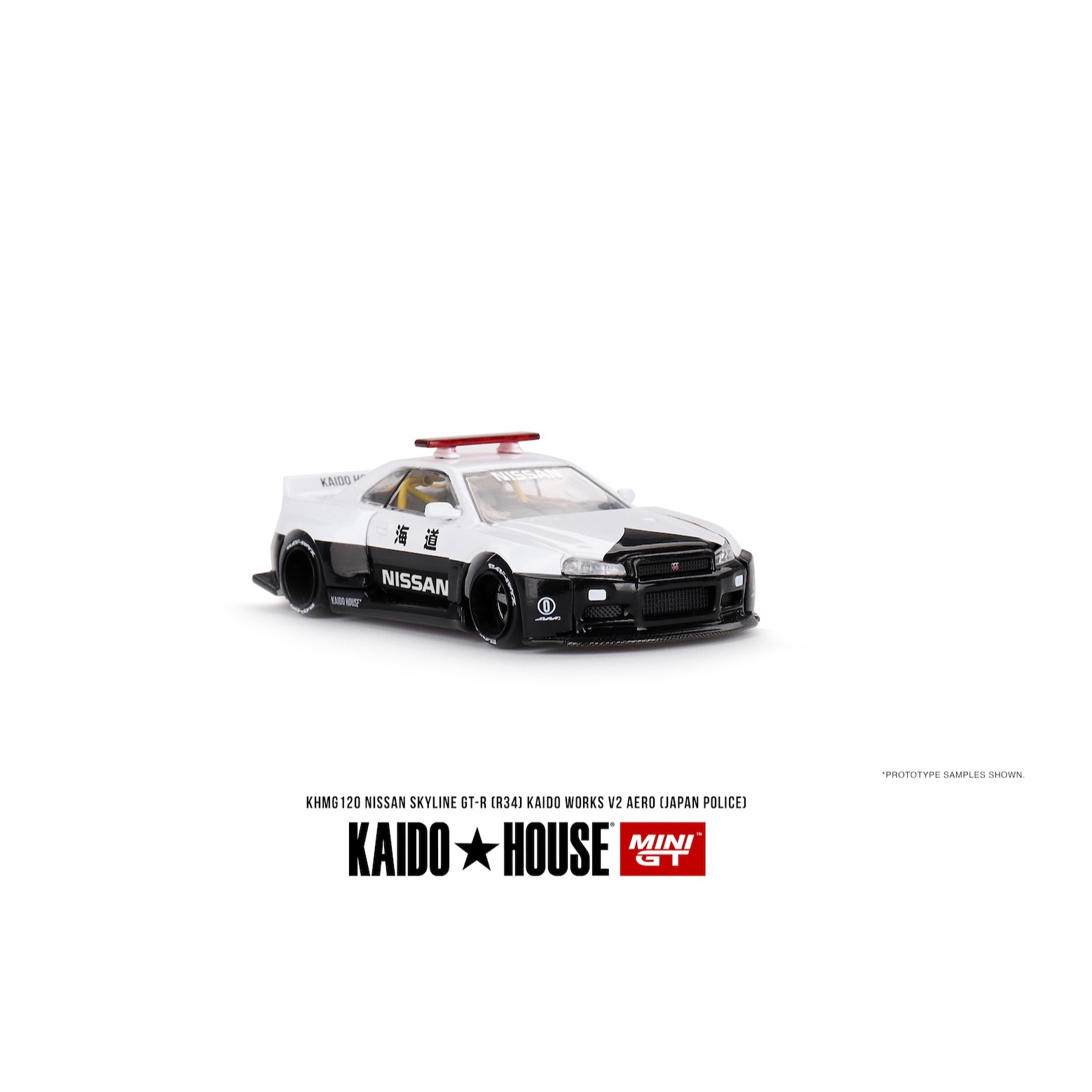 1:64 MINIGT KaidoHus 尼桑 GTR R34 警车 港版 合金汽车模型