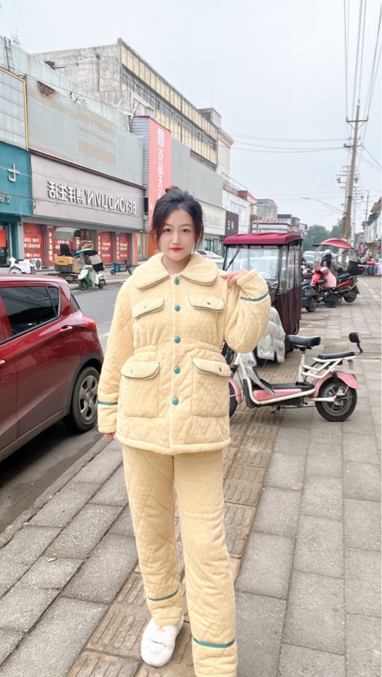 冬季保暖睡衣女套装夹棉加厚家居服舒适可外穿