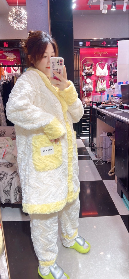 秋冬加厚保暖家居服套装夹棉保暖