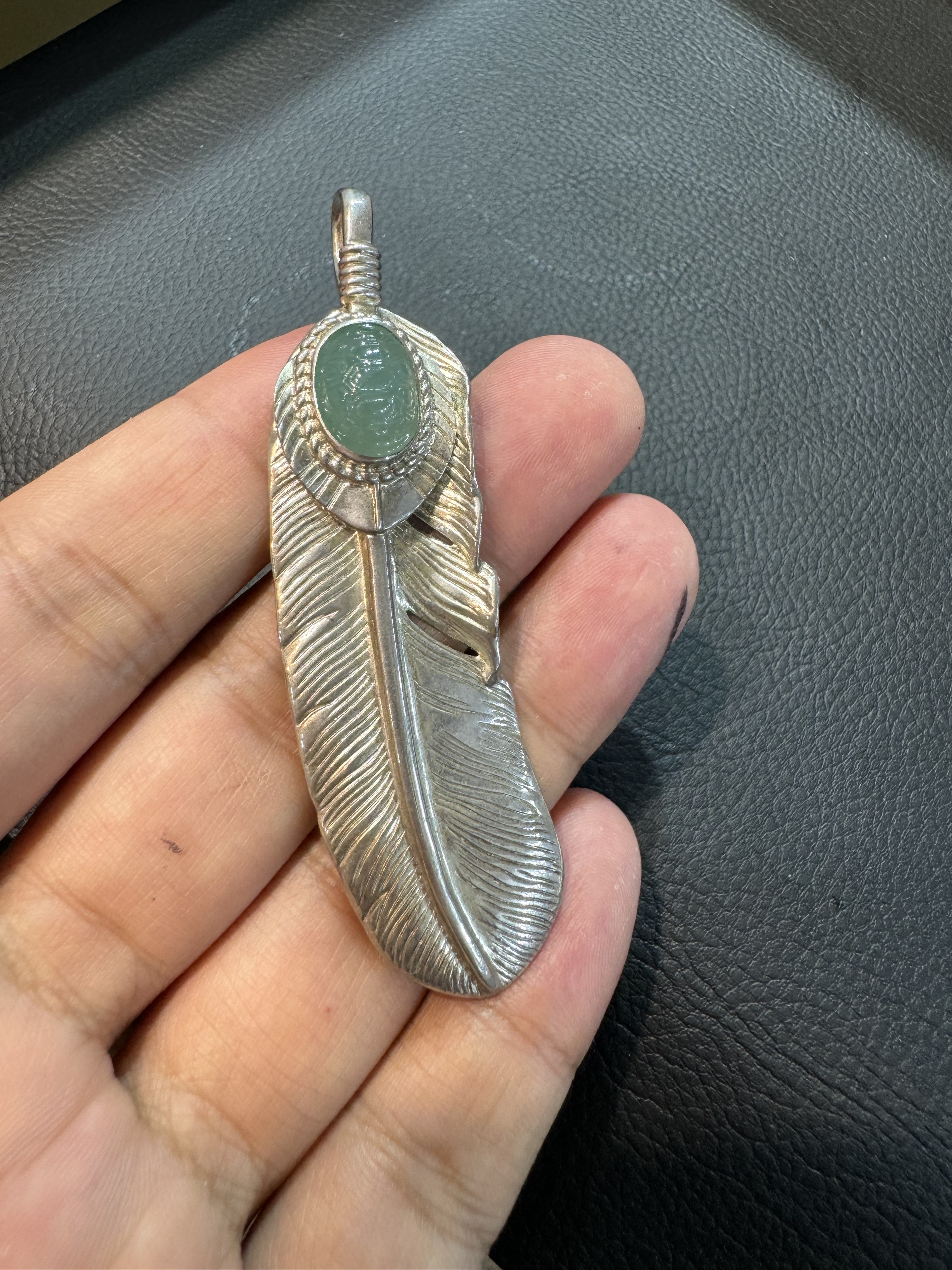 羽毛天空蓝翡翠925银镶嵌