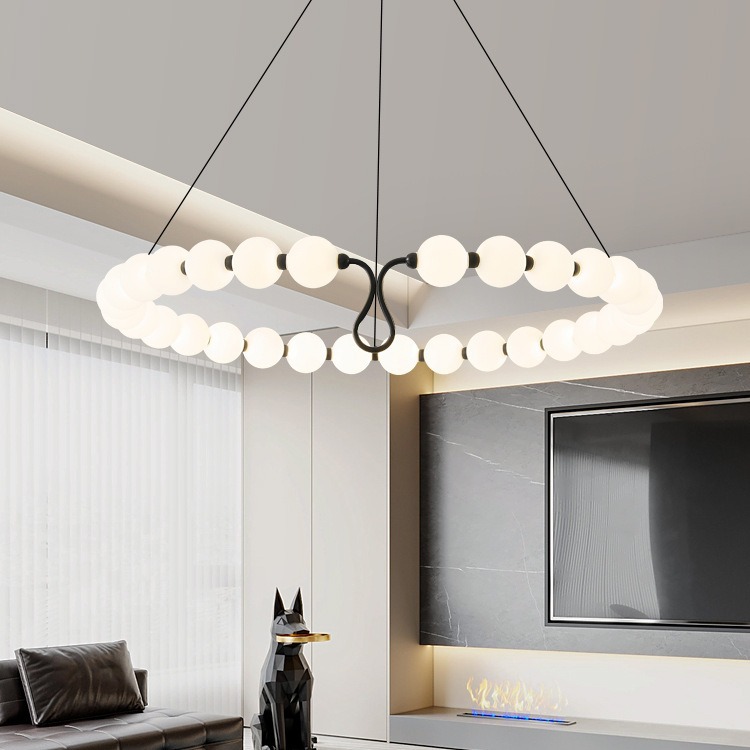 意式极简客厅吊灯2024新款轻奢感设计师卧室餐厅全铜魔豆灯具