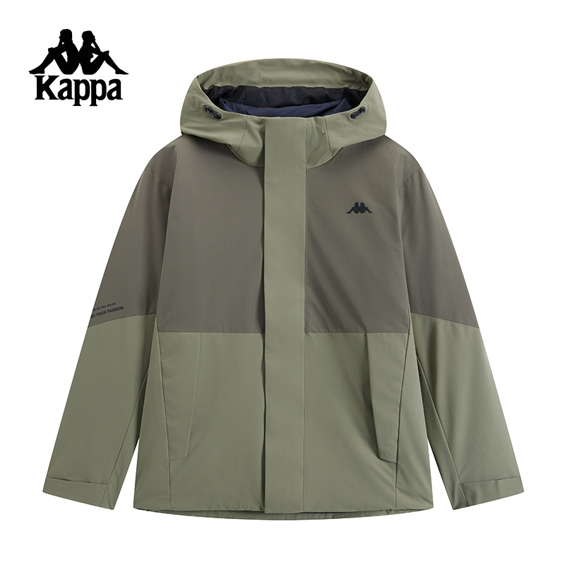 Kappa卡帕背靠背三合一羽绒服防泼水防风运动外套保暖防寒服男士