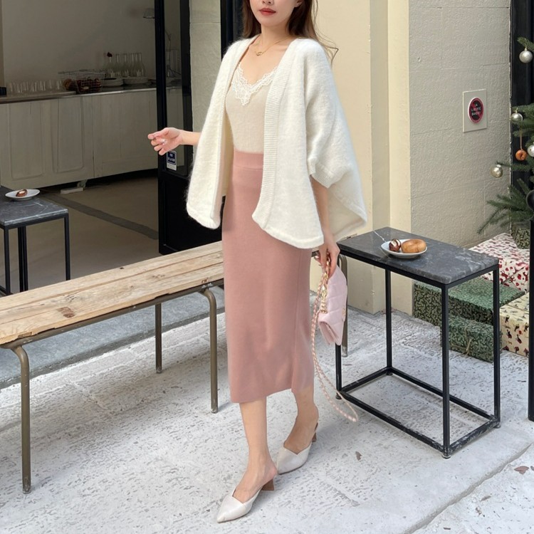 法式高腰包臀半身裙女中长款百搭宽松冬季新款时髦休闲通勤半身裙