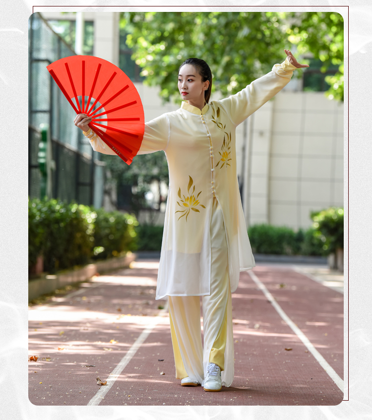 春夏高档太极服女手工绘画飘逸太极拳演出服中国风练功服武术服男