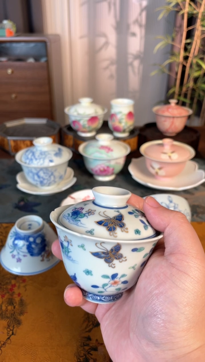 【闪购商品】陶瓷1蝴蝶盖碗