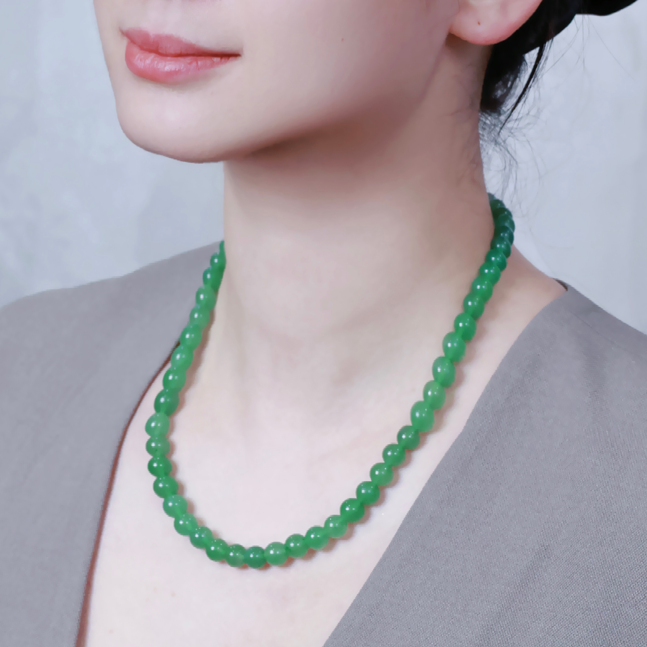 天然玉石满绿珠链