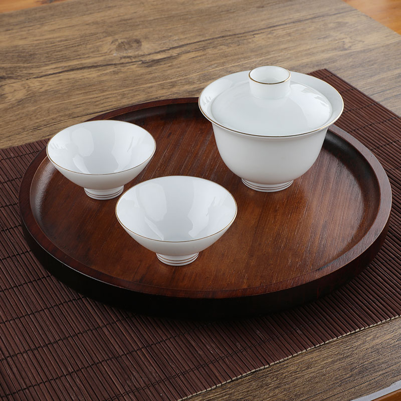 转盘胡桃木色大号单层360°可旋转茶盘零食干果盘实用圆形餐盘BOO