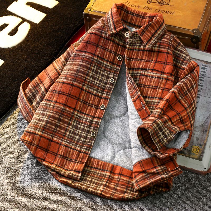 新品巴拉巴拉秋冬款男童加绒衬衫夹棉儿童一体绒加厚冬季加棉保暖