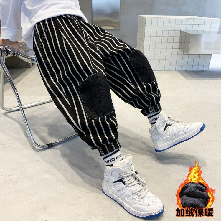 巴拉拉吧男童牛仔裤加绒加厚一体绒裤子儿童装秋冬2024新款中大童