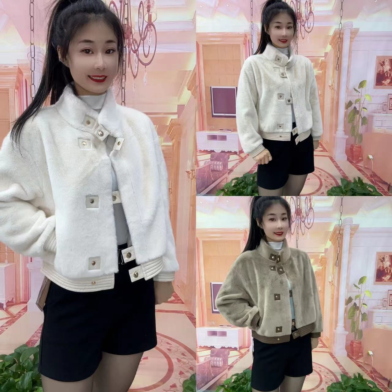 8152款欧貂绒外套（衣长57左右）