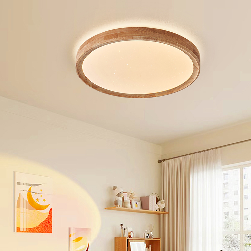 热卖星空款原木风吸顶灯主卧吸顶灯房间灯阳台灯实木灯具创意简约