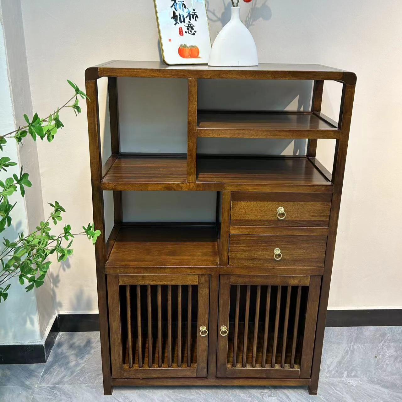 博古架轻奢实木极简架子多层家用书架现代简约网红家具置物收纳格