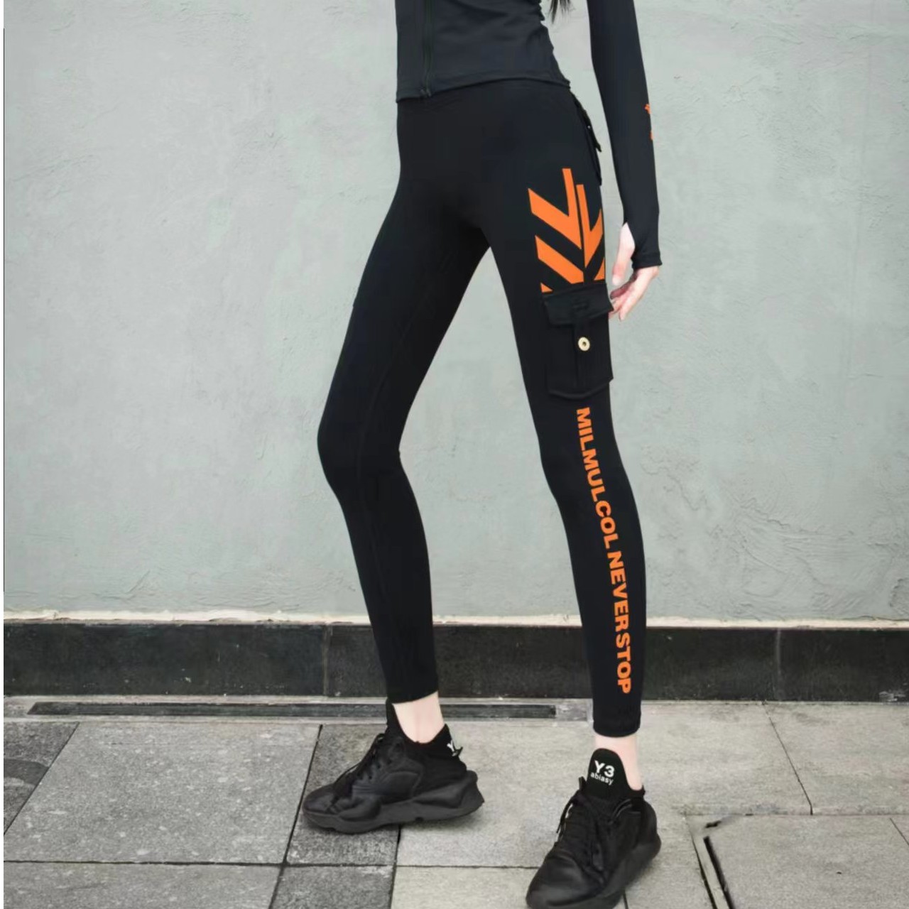 陌酷运动健身裤女高腰提臀蜜桃臀紧身高弹训练瑜伽外穿跑步裤速干