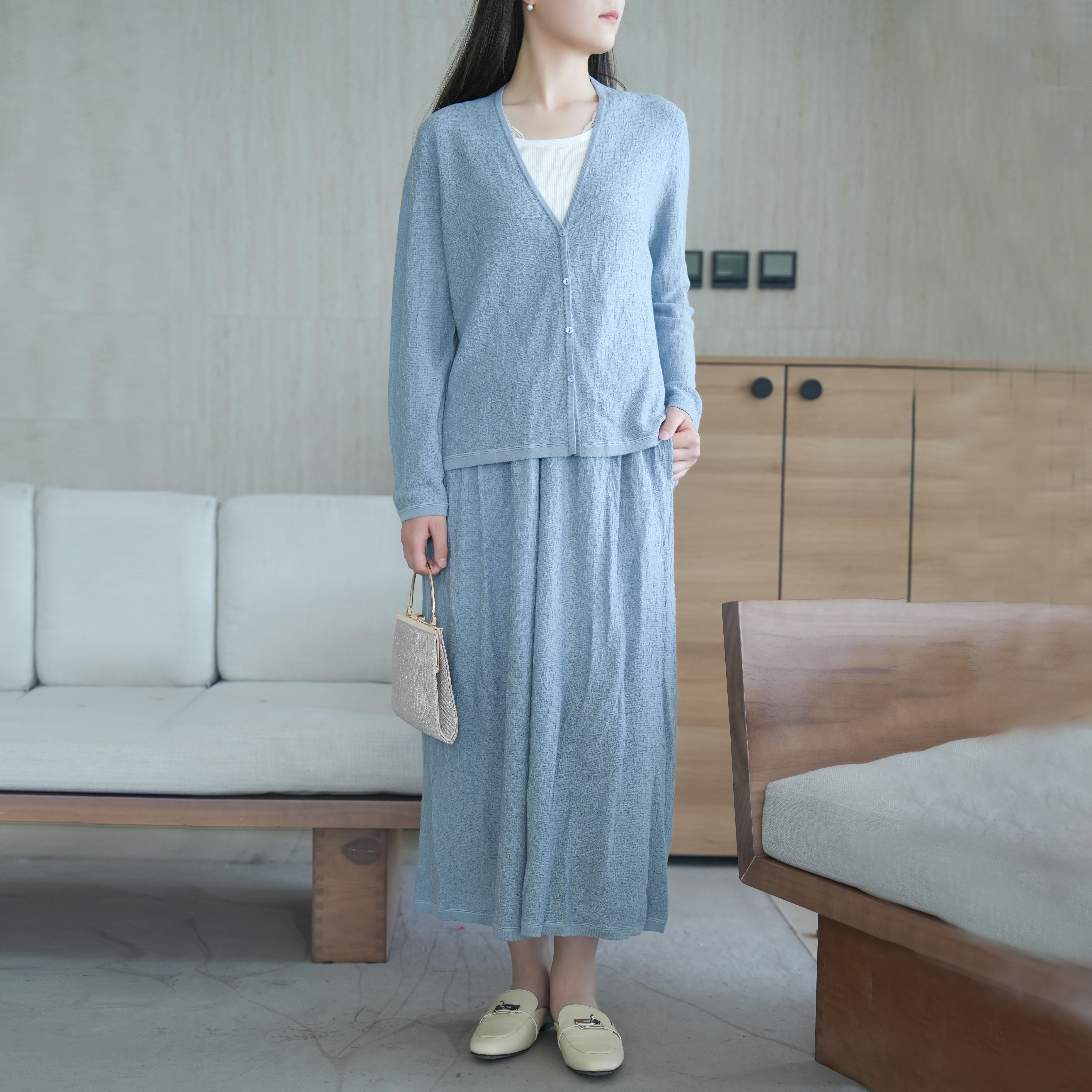 【静雅-开衫 】60支精纺黄金羊毛V领女士长袖针织开衫 YX10W24119