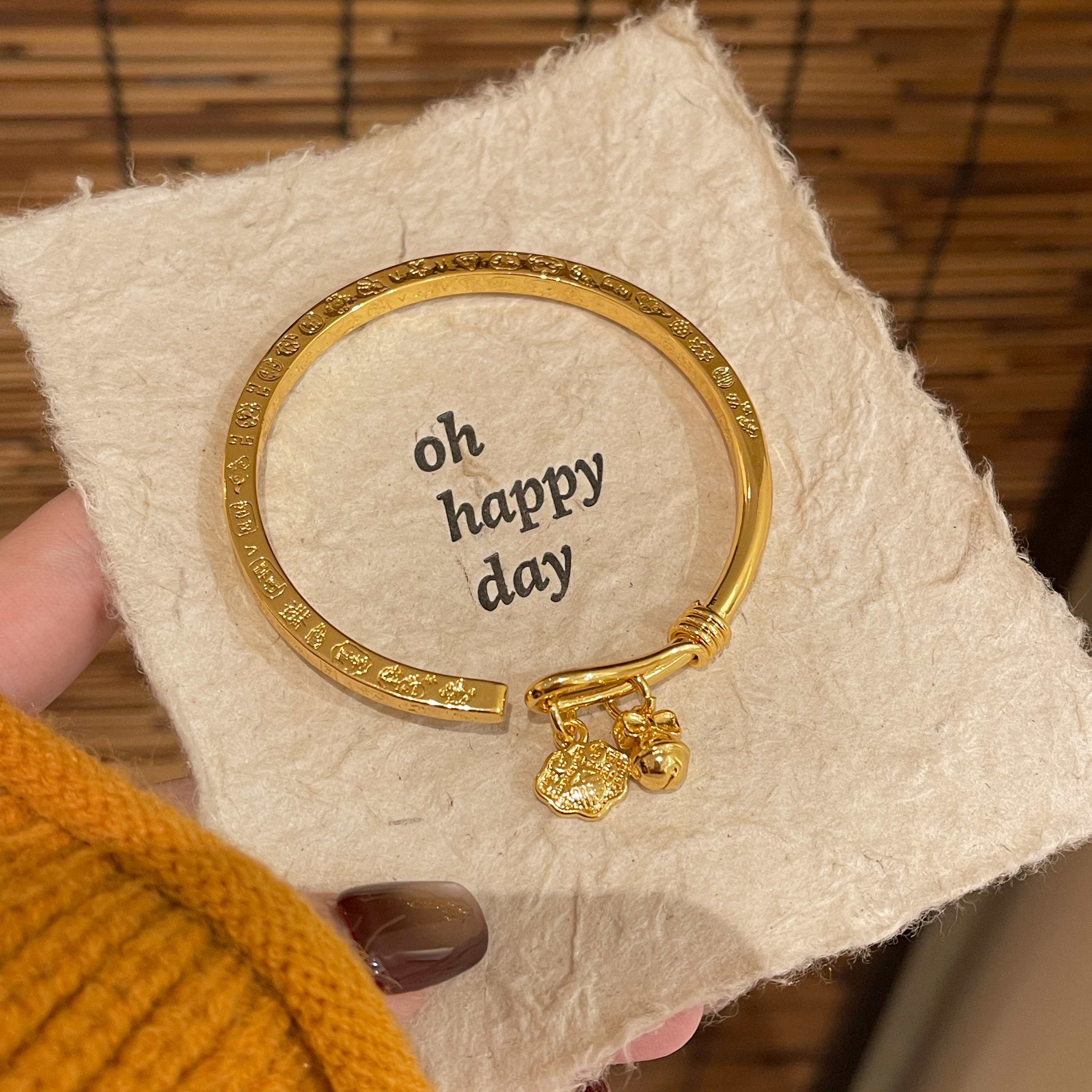 【高定版】1085新款百搭开口民族风挂铃铛如意福吉言3