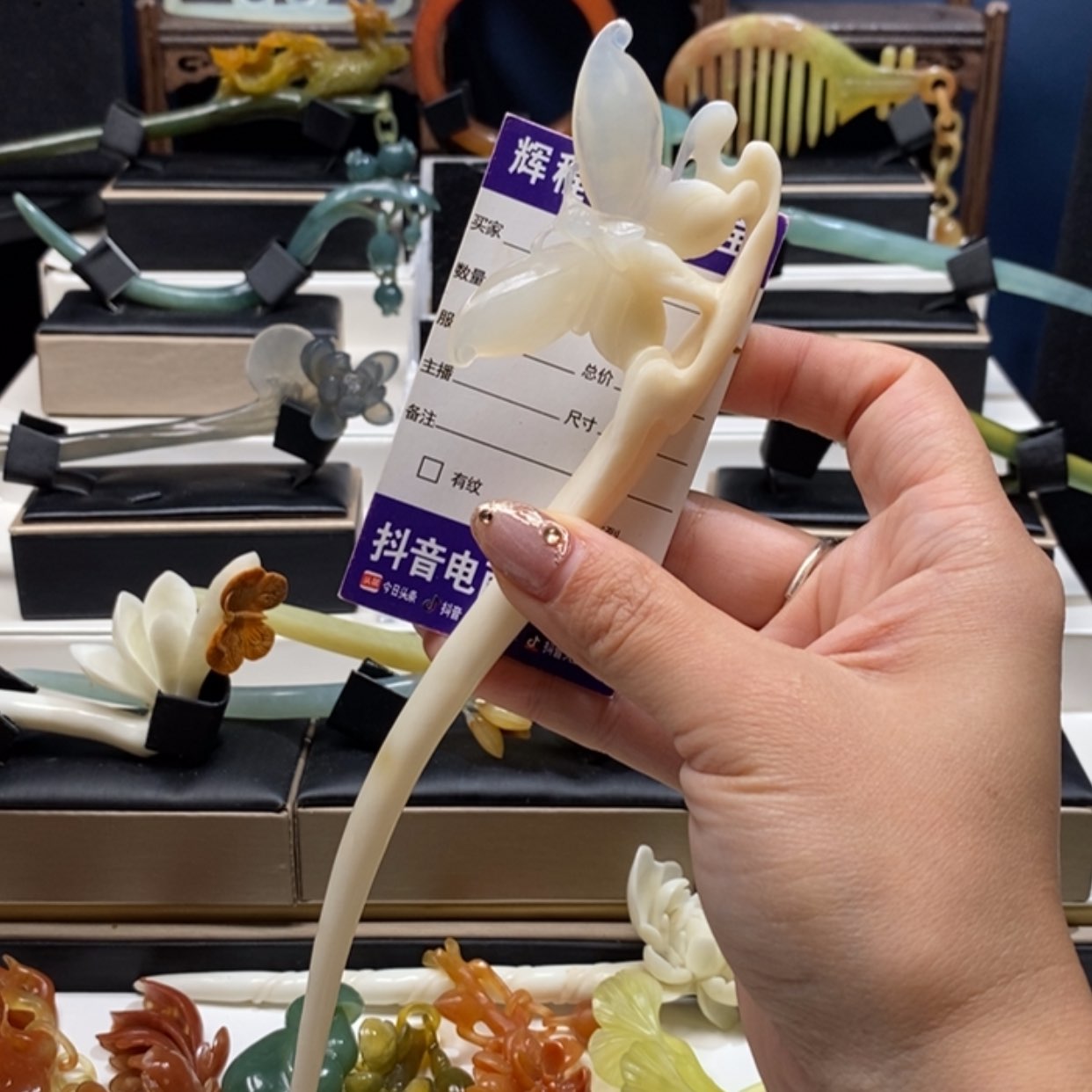 【闪购商品】蛇纹石玉发饰未镶嵌暖*儿