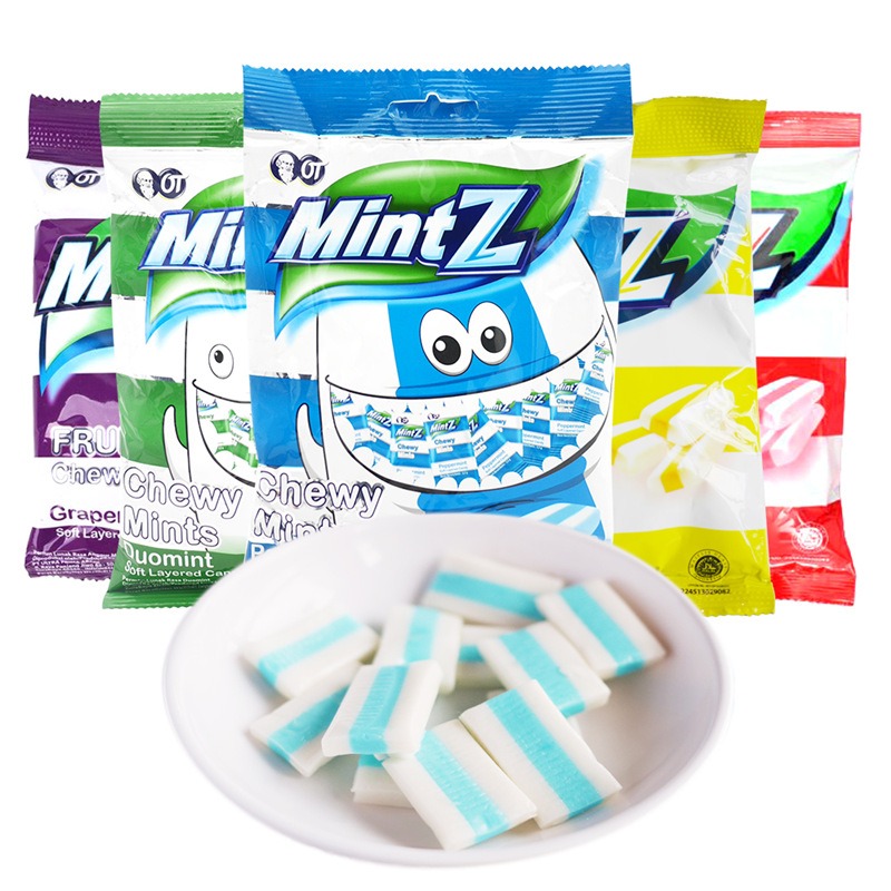 印尼进口Mintz明茨薄荷糖双重薄荷味软糖多口味混合约50颗/袋
