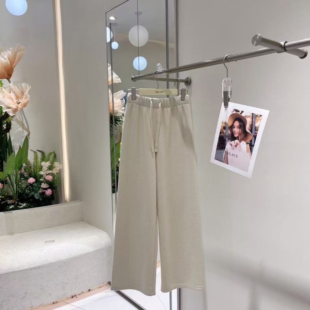 （加绒加厚)高腰窄版直筒加绒显瘦糯米裤5D23抽绳宽松百搭