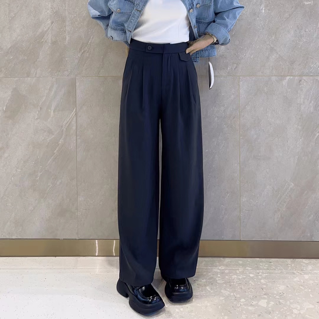 25艾然秋装上新高腰宽松西装阔腿裤2025秋季新款窄版阔腿裤