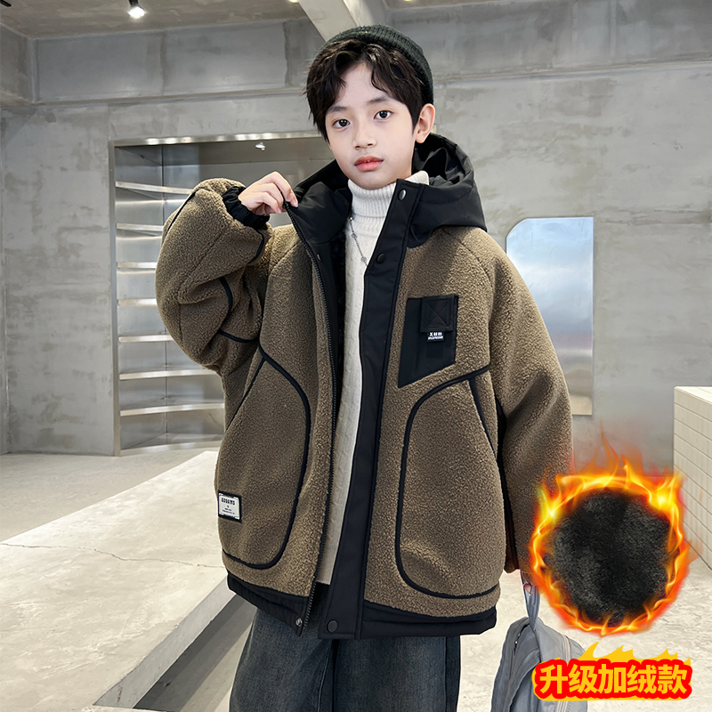 男童深秋加绒加厚外套2024新款中大童洋气潮【CF255