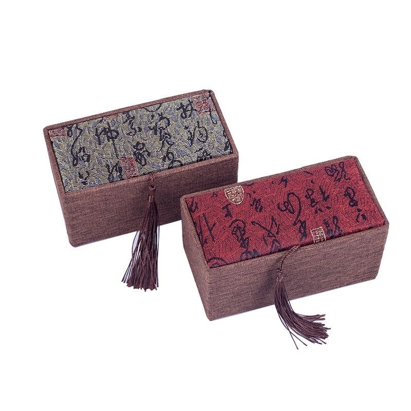 文玩核桃盒麻布盒流苏包装盒首饰礼品包装盒