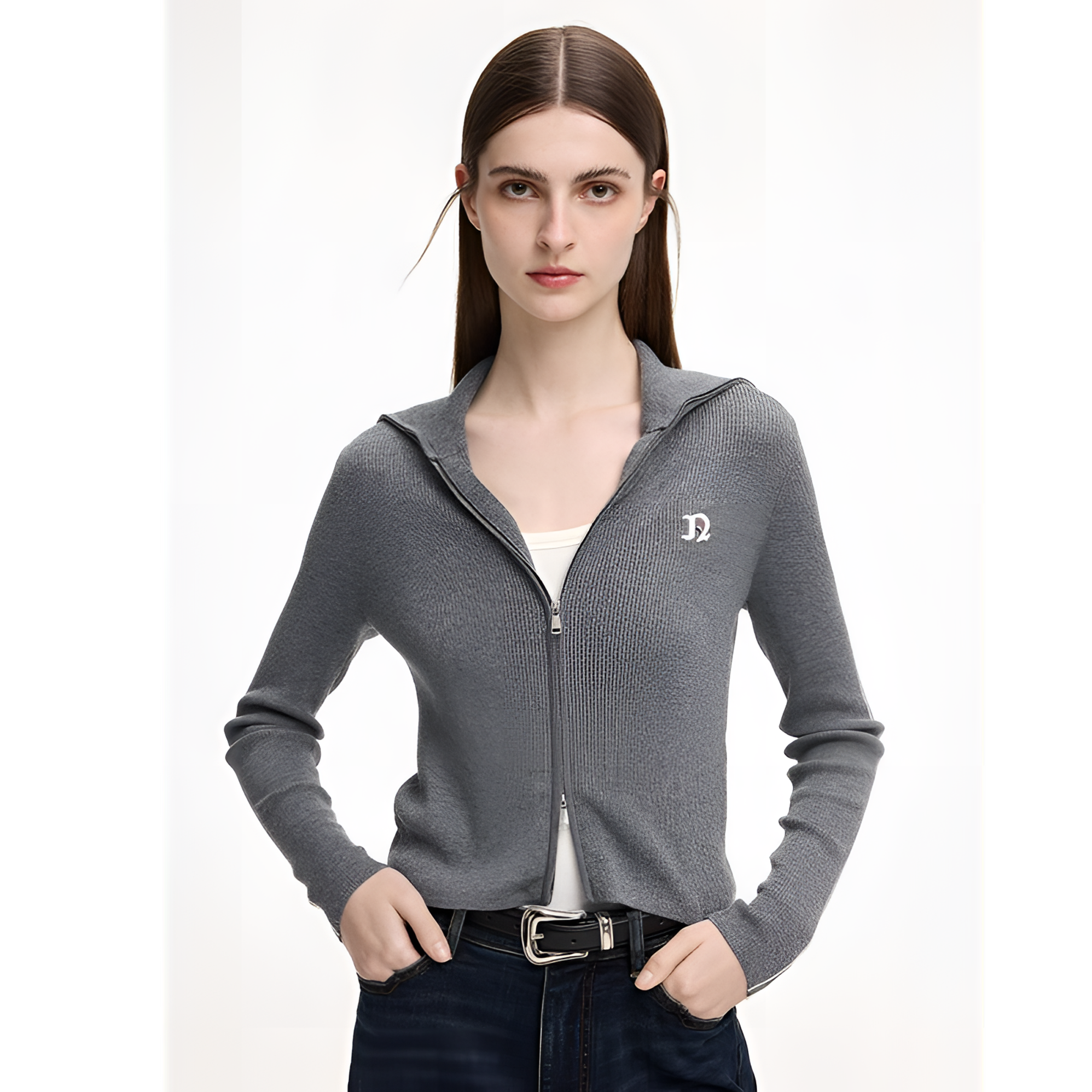 navigare意大利小帆船秋冬肌理感长袖针织衫女士修身显瘦抑菌开衫