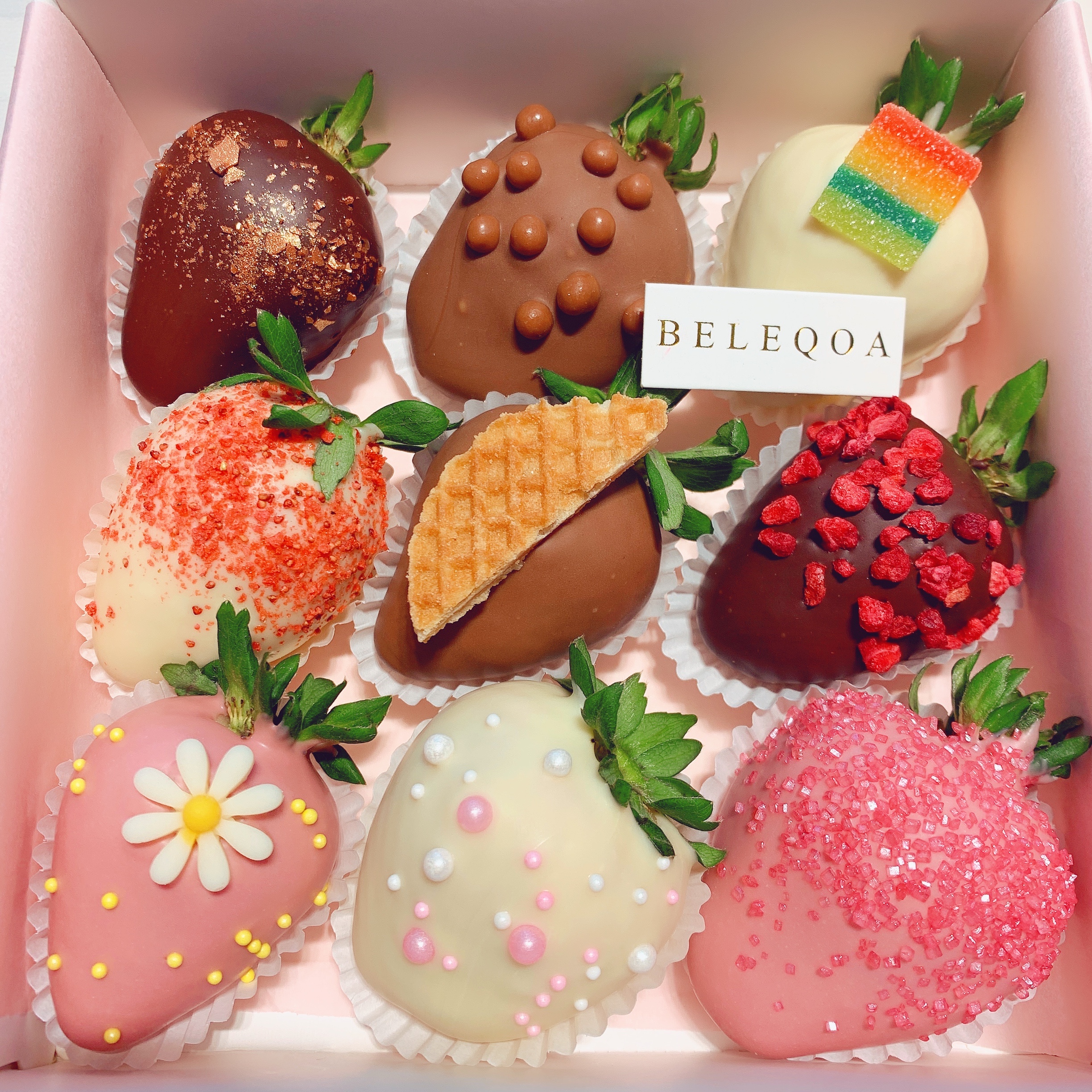 BELEQOA怦然心动9颗装手工草莓夹心巧克力节日纪念日礼物顺丰包邮