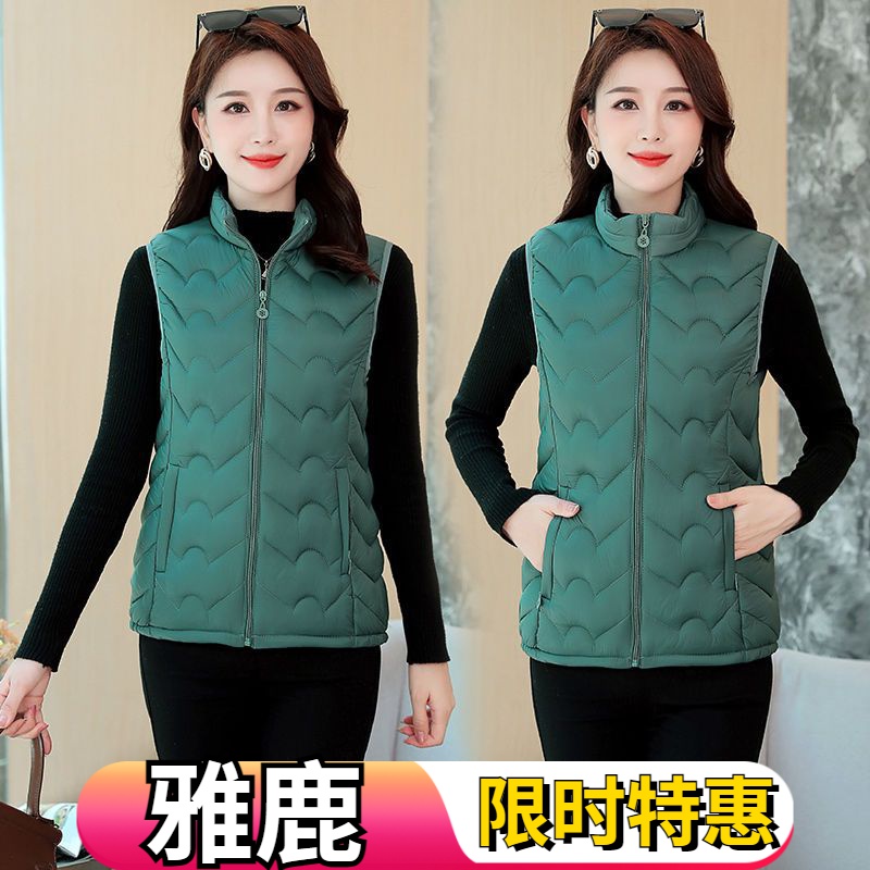 雅鹿中老年妈妈羽绒服马甲上班干活轻便加厚大码宽松外穿坎肩背心