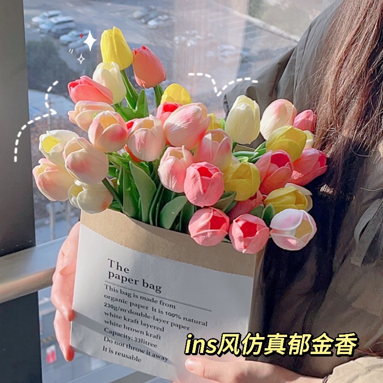 郁金香假花仿真花摆设房间卧室客厅家居装饰餐桌摆件干花永生花束