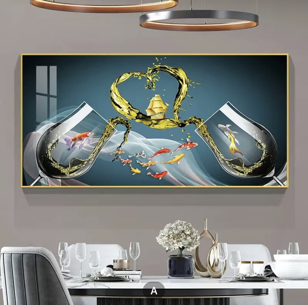 餐厅墙面装饰画现代简约挂画饭厅墙轻奢装饰画背景墙框画单幅酒杯