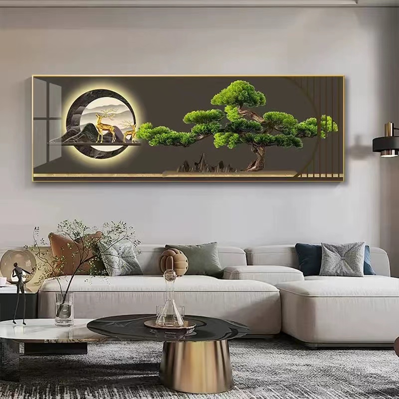 新中式客厅装饰画高级感沙发背景墙面大气横幅茶室挂画